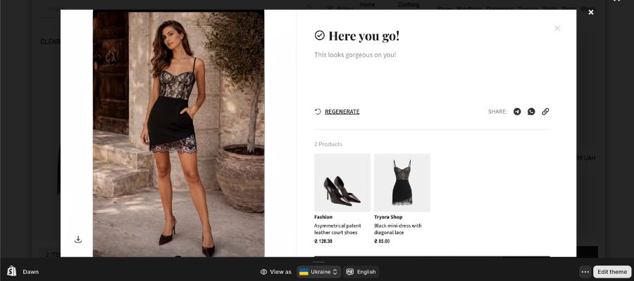 Google Shopping Virtual Try-On — приклад інтерфейсу