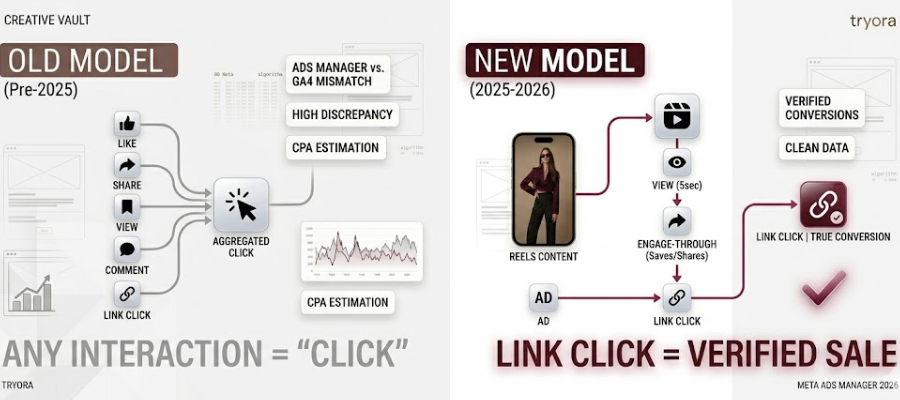 Нові атрибуції Meta: click-through vs engage-through — інфографіка